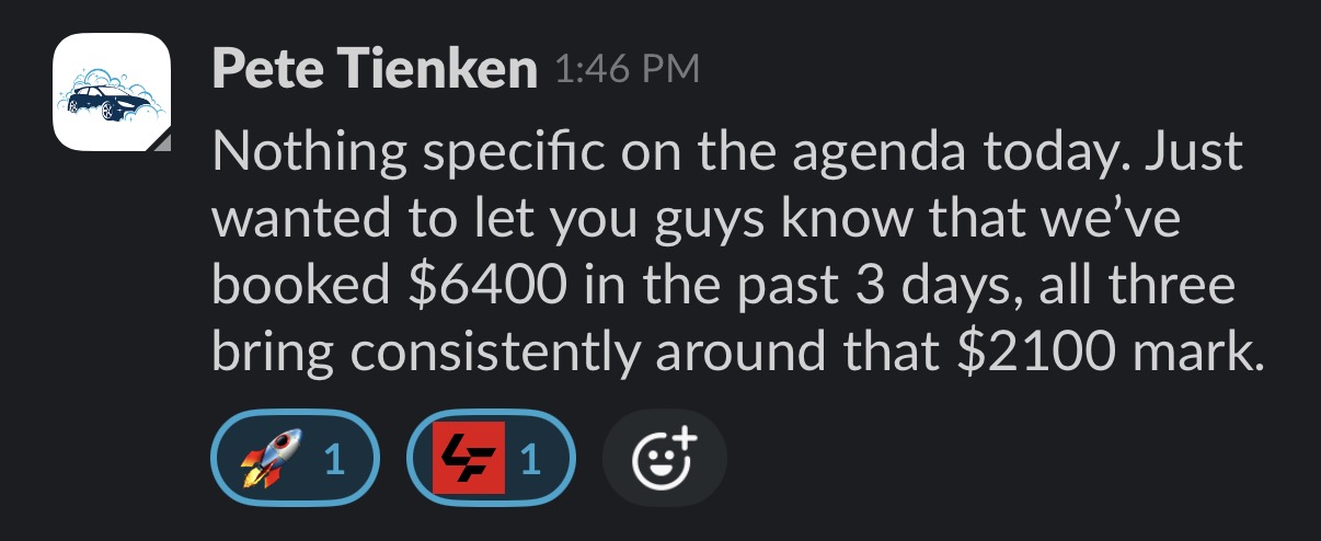Pete Tienken — $6,400 booked in 3 days