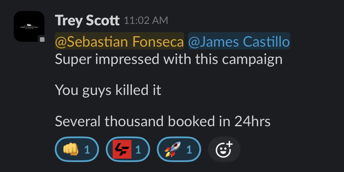 Trey Scott — several thousand booked in 24 hours